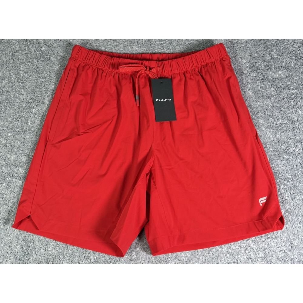 NWT Fabletics The One Short Mens L Unlined 7" Inseam Heated Red Gym Performance